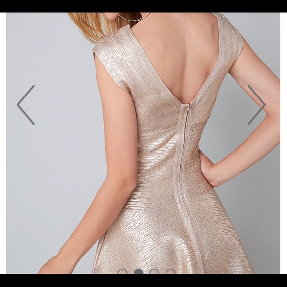 Bebe Gold Bandage dress NWT - Picture 2 of 8